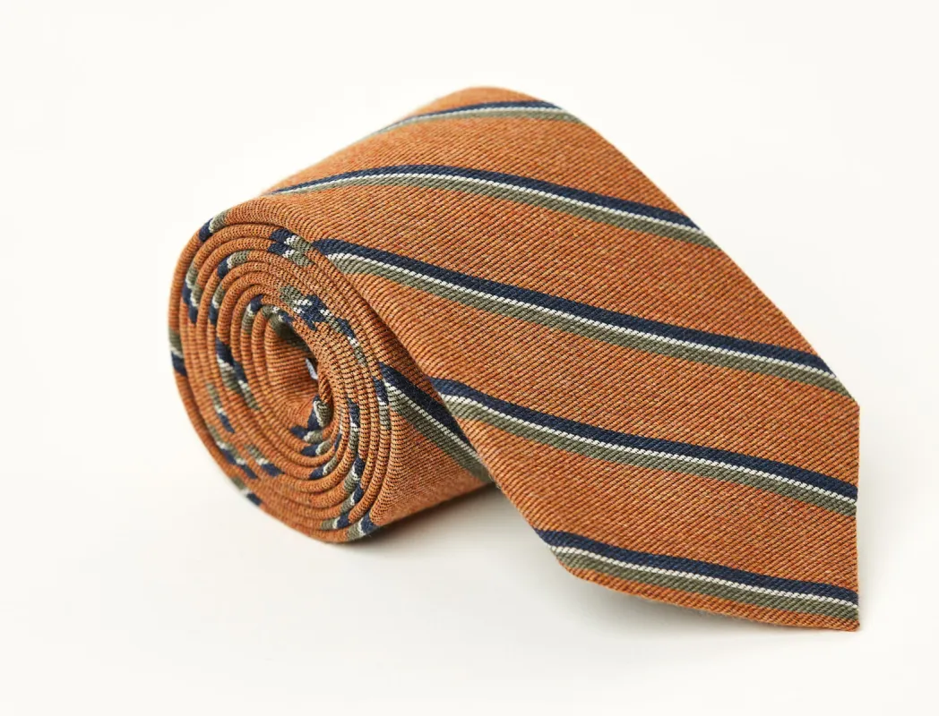 Langham Stripe Tie Rust sold by Mountain & Sackett