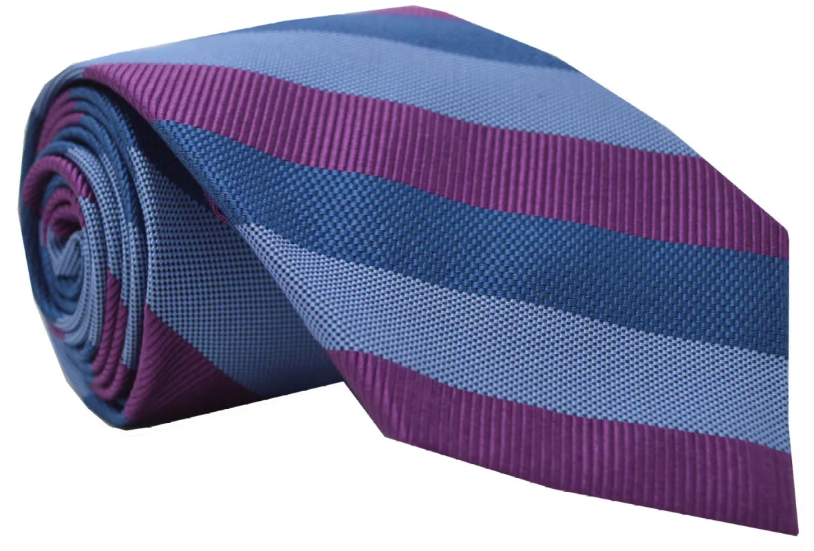 Borden Stripe Tie Magenta/Blue sold by Mountain & Sackett