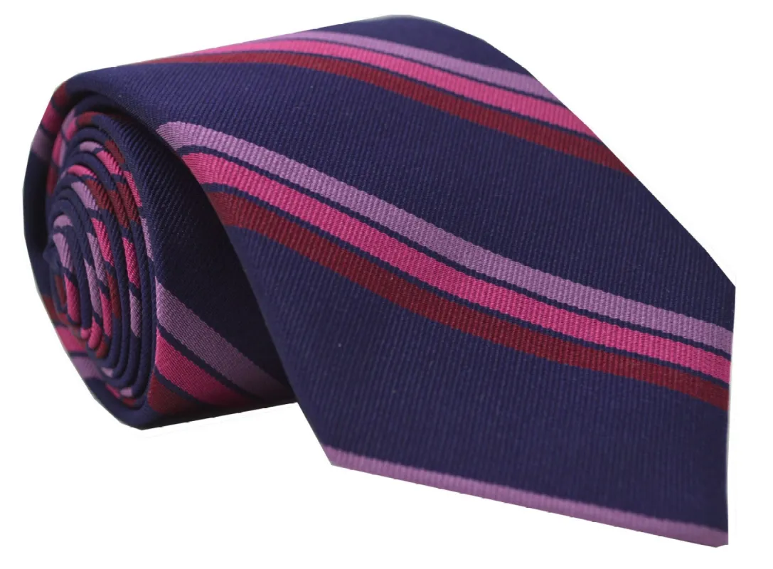Vesey Striped Tie Navy/Pink sold by Mountain & Sackett