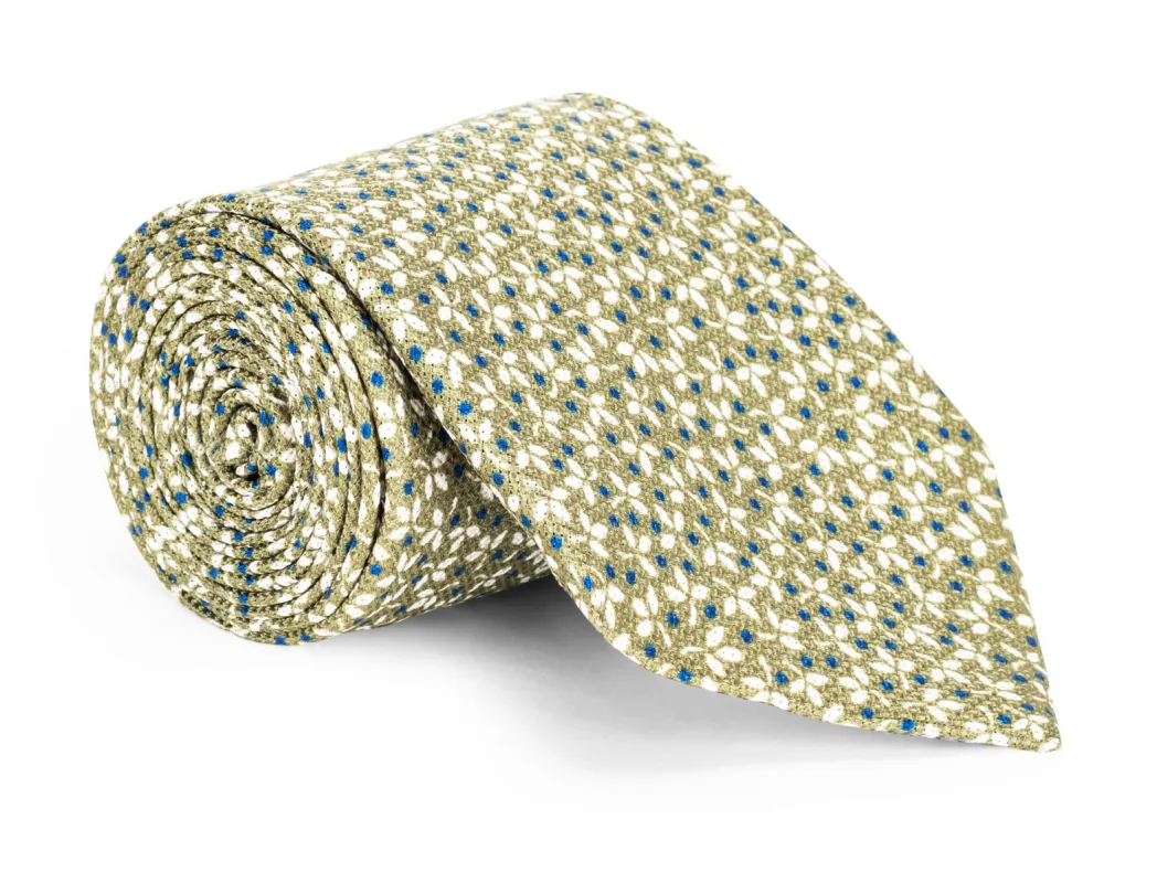 Seneca Light Olive Floral Tie sold by Mountain & Sackett