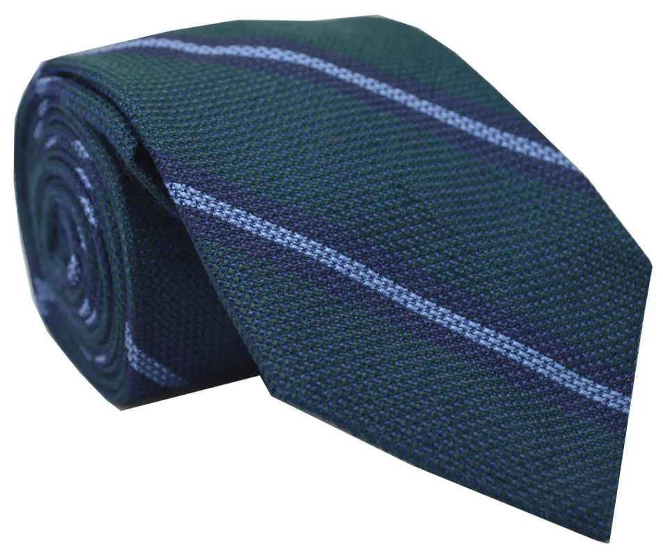 Parsons Grenadine Stripe Tie Green sold by Mountain & Sackett