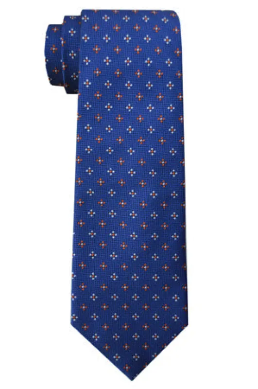 Ingram Foulard Tie Navy/Orange sold by Mountain & Sackett
