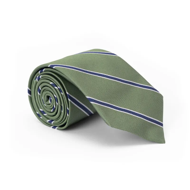 Clay Green Striped Tie sold by Mountain & Sackett