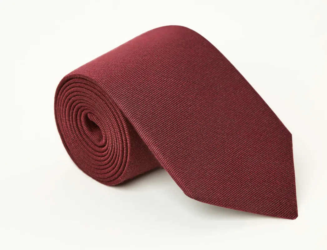 Canton Solid Tie Burgundy sold by Mountain & Sackett