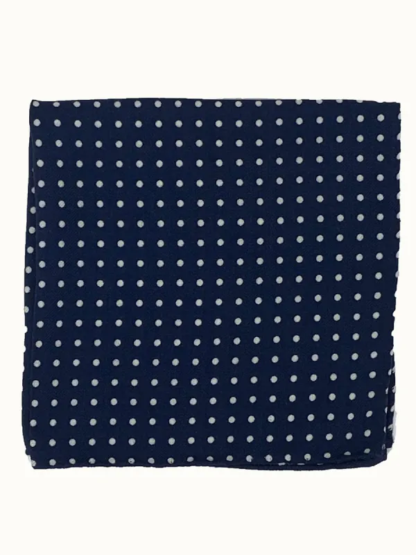 Navy Dot Pocket Square sold by Mountain & Sackett