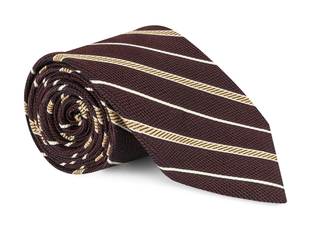 Harris Bordeaux Grenadine Stripe Tie sold by Mountain & Sackett