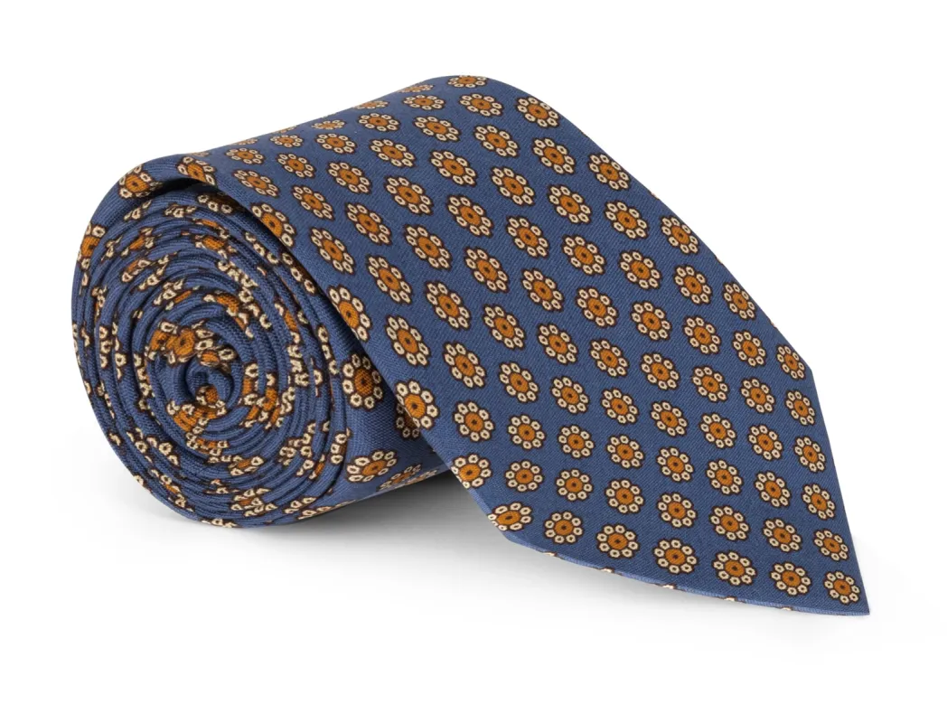 Hylan Blue Foulard Tie sold by Mountain & Sackett