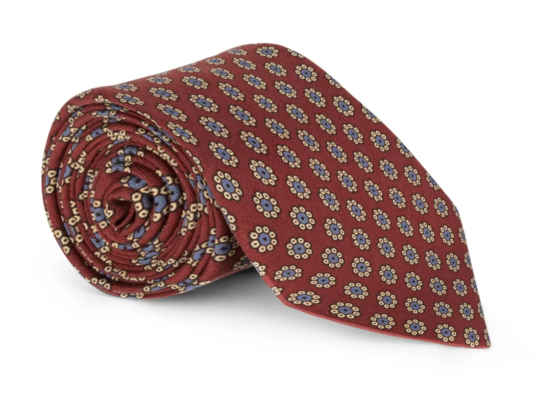 Hylan Crimson Foulard Tie sold by Mountain & Sackett