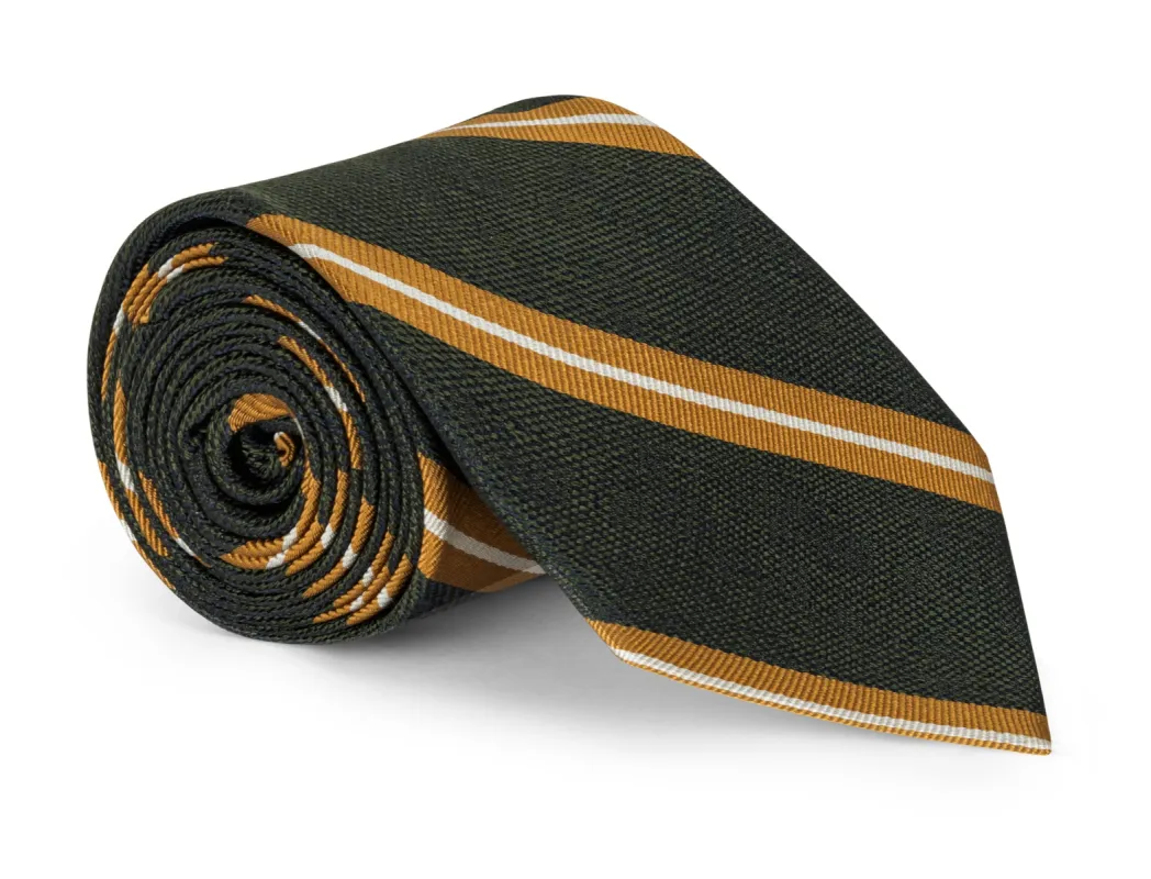 Ross Olive Stripe Tie sold by Mountain & Sackett