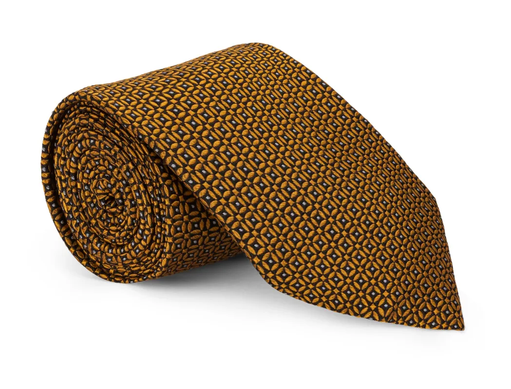 Adams Gold Circle Neat Tie sold by Mountain & Sackett