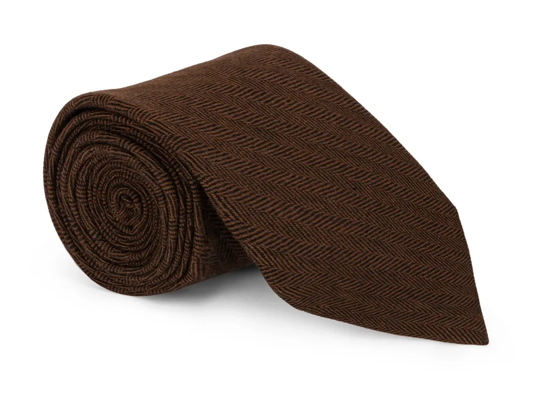 Luten Brown Herringbone Tie sold by Mountain & Sackett