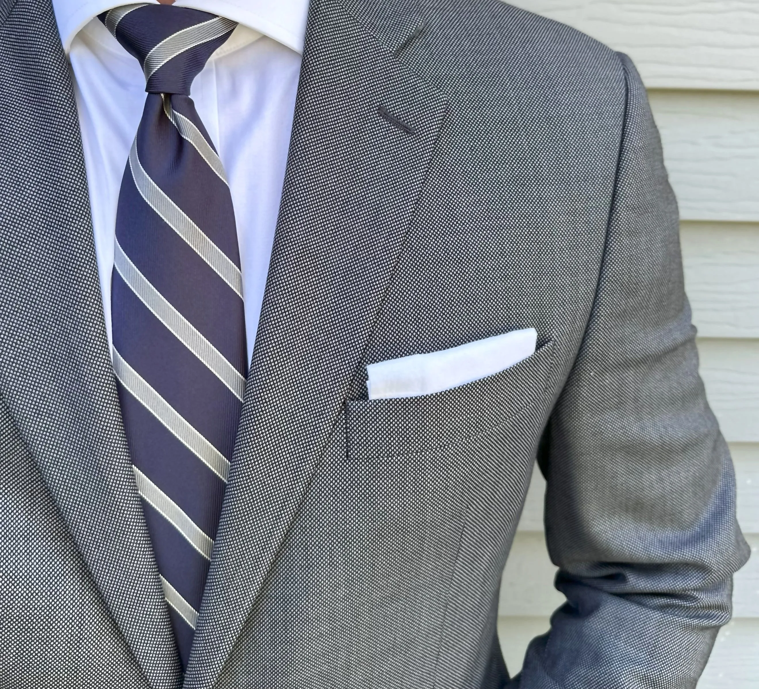 Travis Navy Stripe Tie sold by Mountain & Sackett product image thumbnail 2