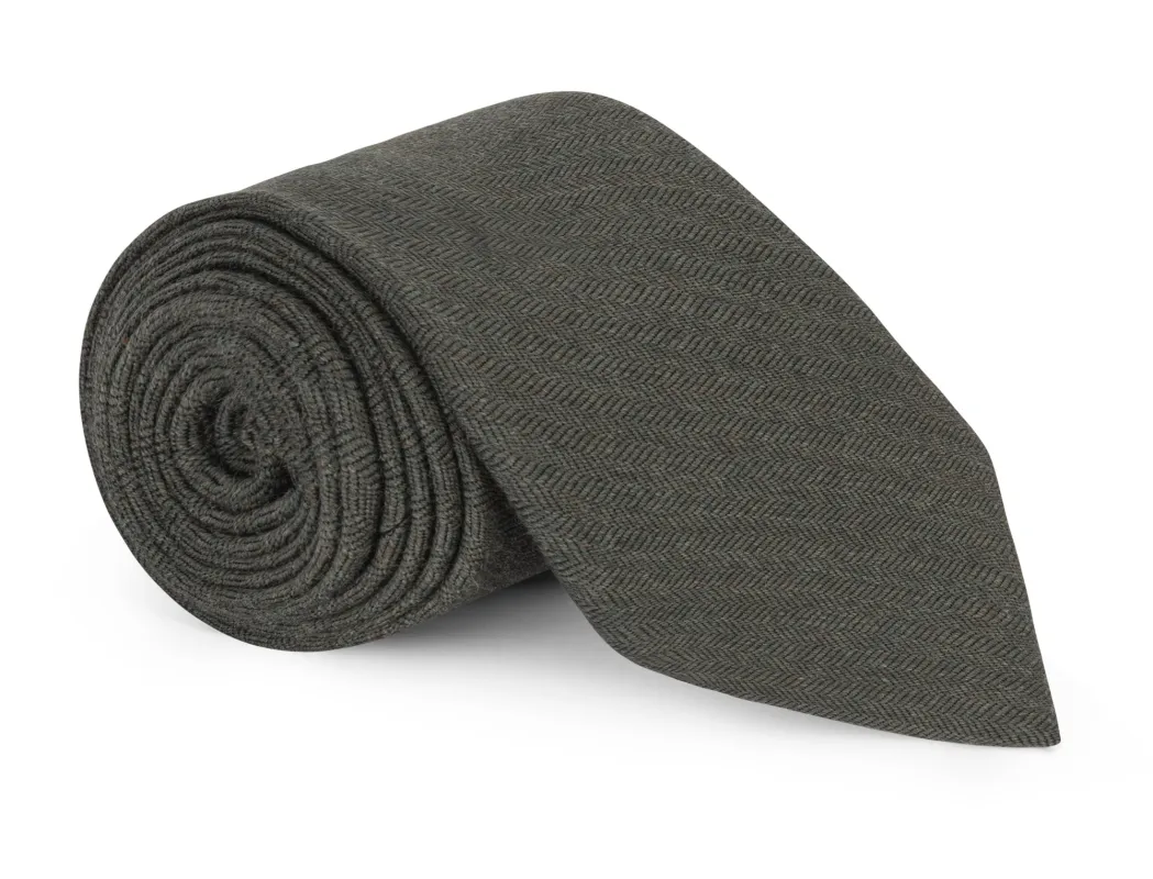 Dorsey Olive Herringbone Tie sold by Mountain & Sackett