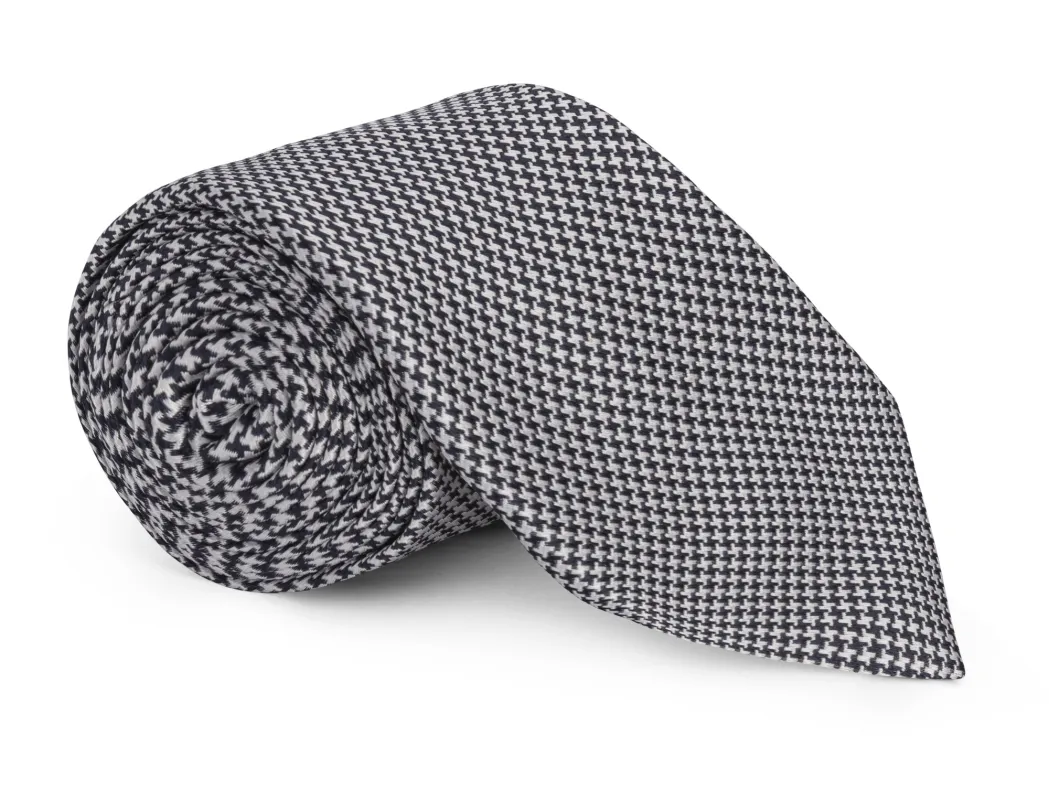 Benton Black & White Houndstooth Tie sold by Mountain & Sackett