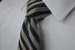 Burling Grenadine Stripe Tie Navy/Khaki sold by Mountain & Sackett