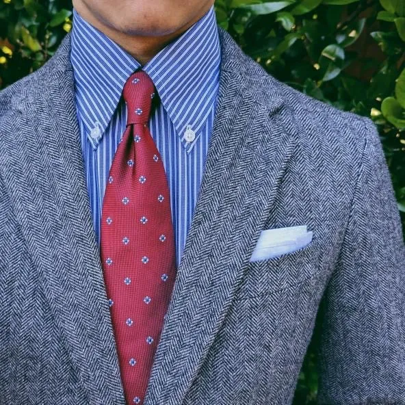 Thompson Red Foulard Tie sold by Mountain & Sackett product image thumbnail 3