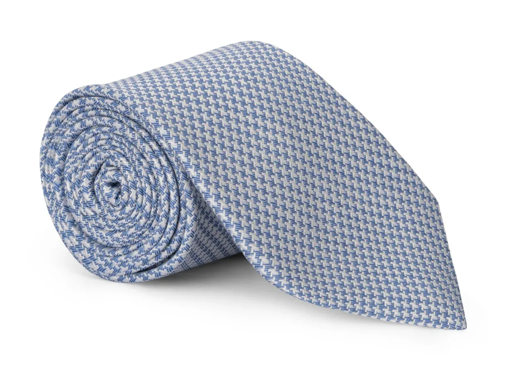 Broome Blue Houndstooth Tie made by Mountain & Sackett