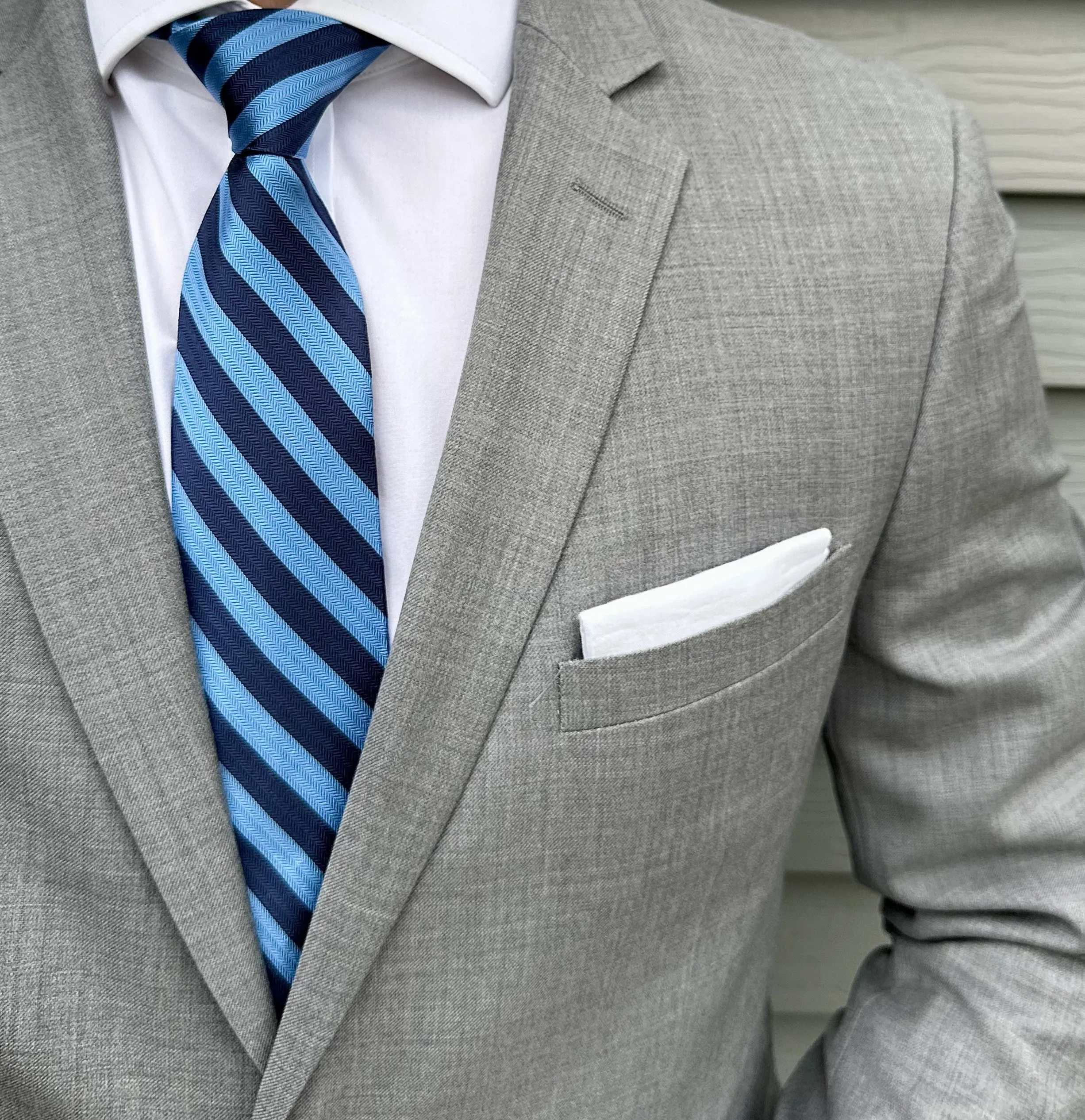 Lewiston Blue Stripe Tie sold by Mountain & Sackett product image thumbnail 2