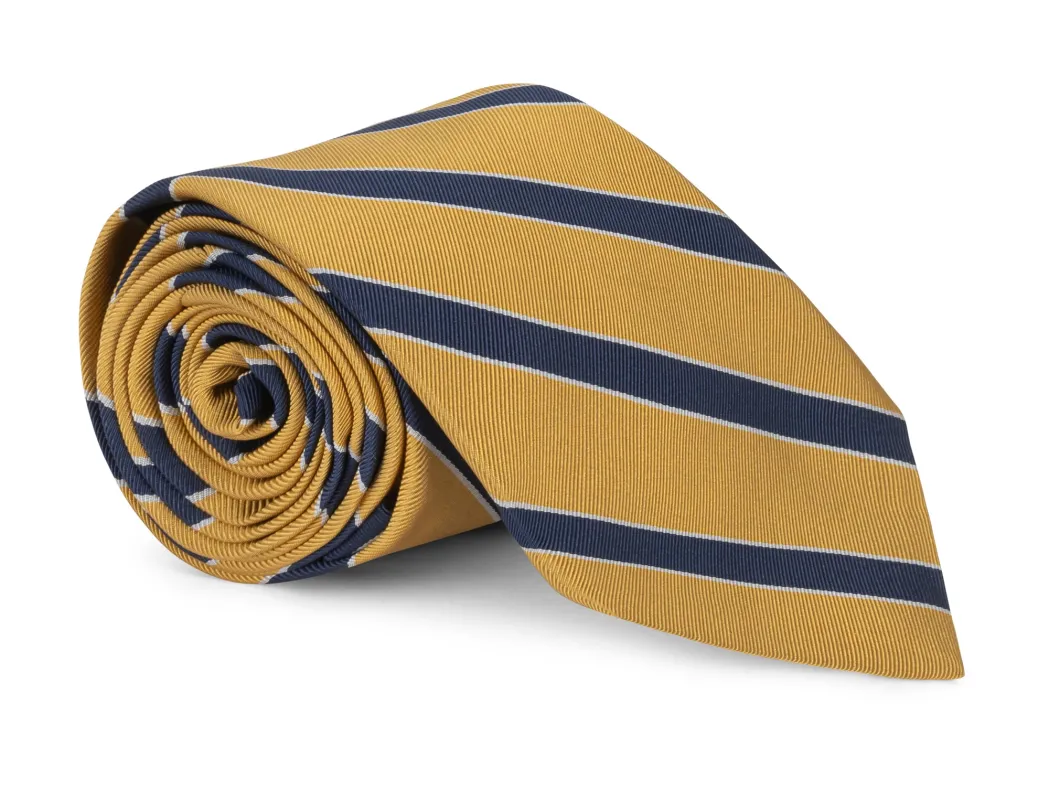 Collins Yellow Mogador Stripe Tie made by Mountain & Sackett