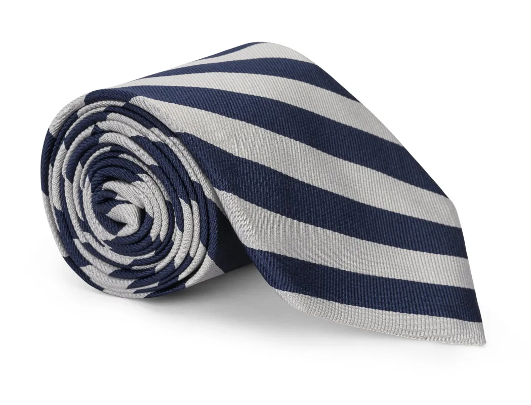 Bergen Silver Stripe Tie made by Mountain & Sackett