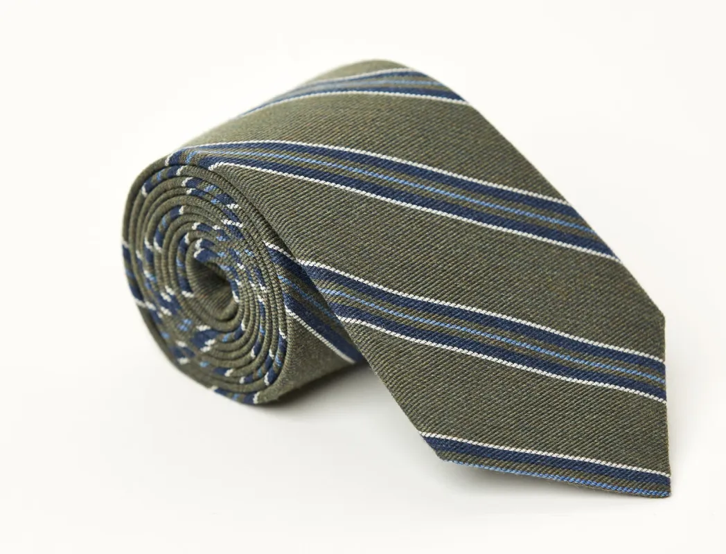 Aster Stripe Tie Olive sold by Mountain & Sackett