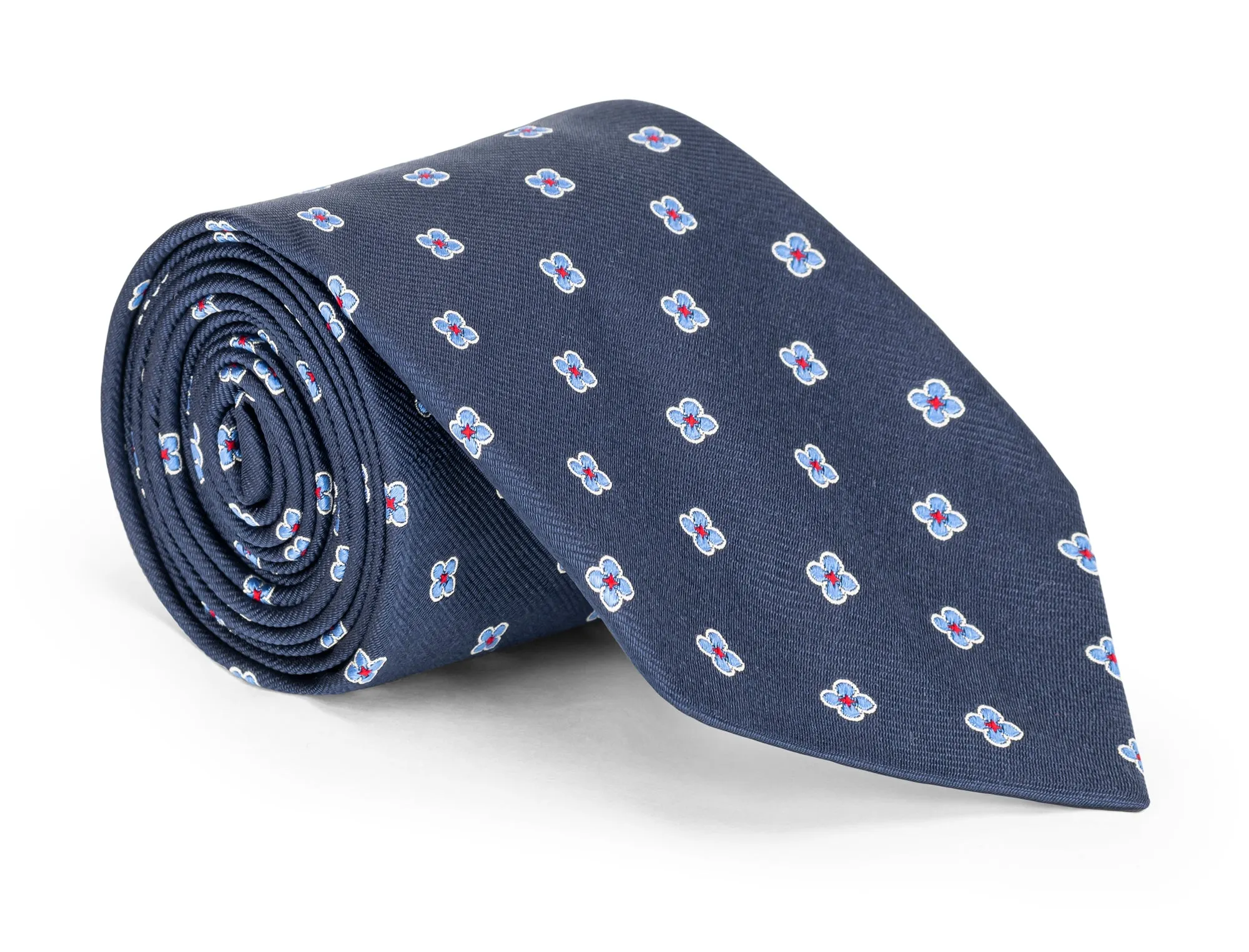 Kirby Navy Foulard Tie sold by Mountain & Sackett