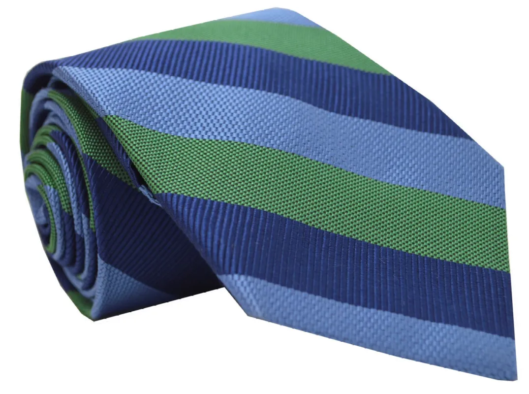 Borden Stripe Tie Green/Blue sold by Mountain & Sackett