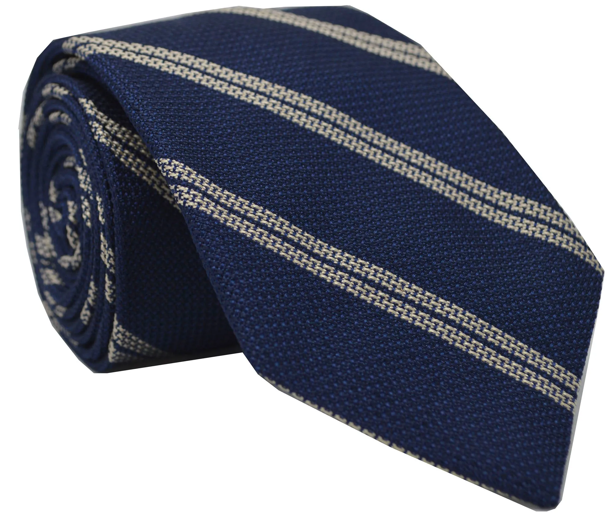 Elm Grenadine Stripe Tie Navy sold by Mountain & Sackett