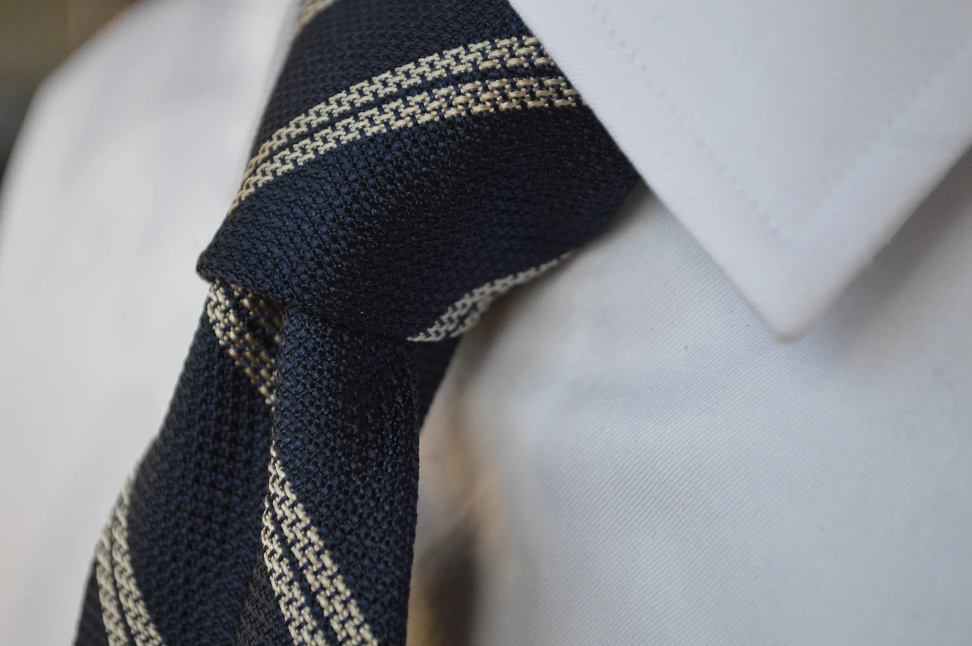 Elm Grenadine Stripe Tie Navy sold by Mountain & Sackett product image thumbnail 3