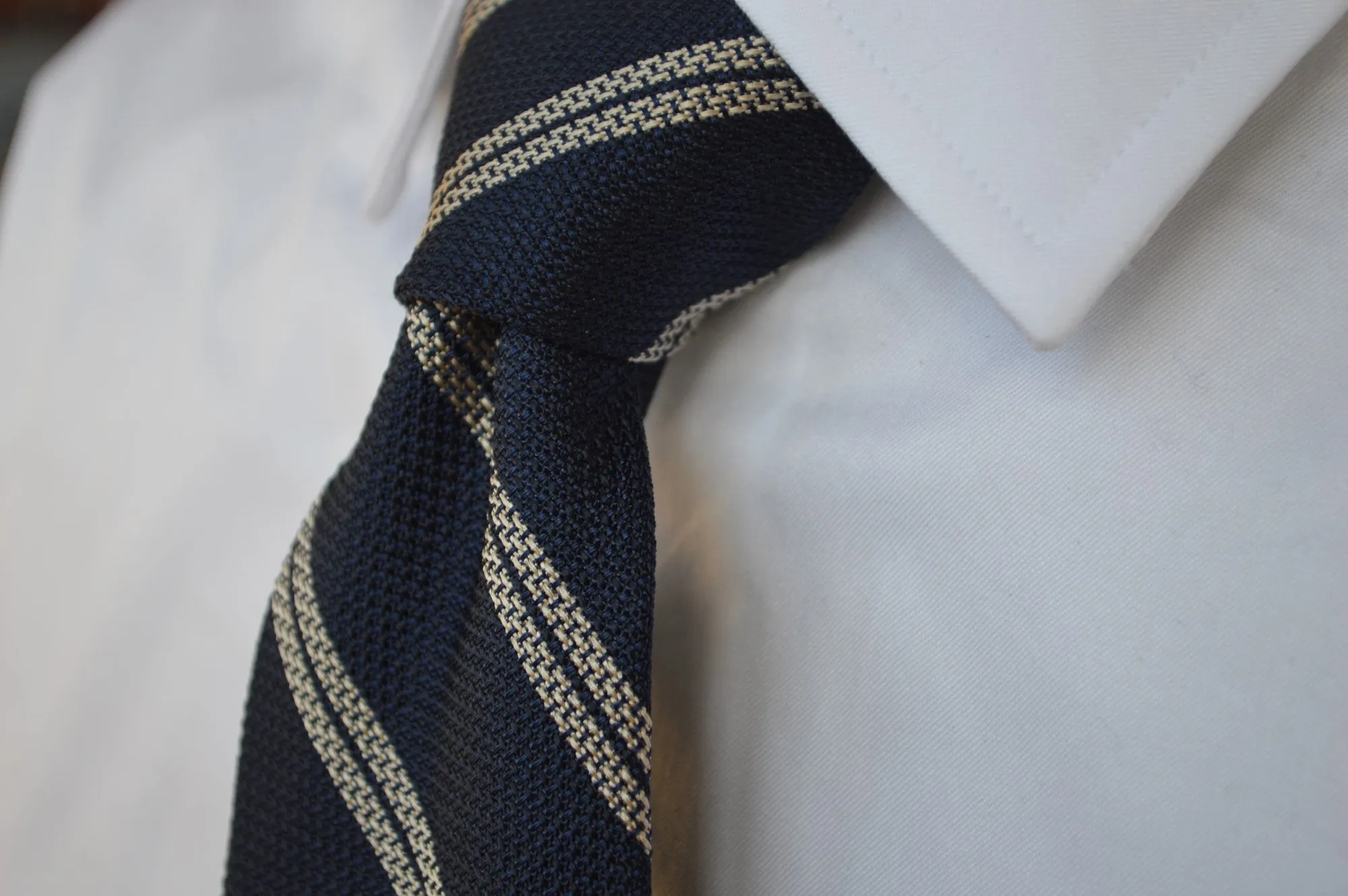 Elm Grenadine Stripe Tie Navy sold by Mountain & Sackett product image thumbnail 4