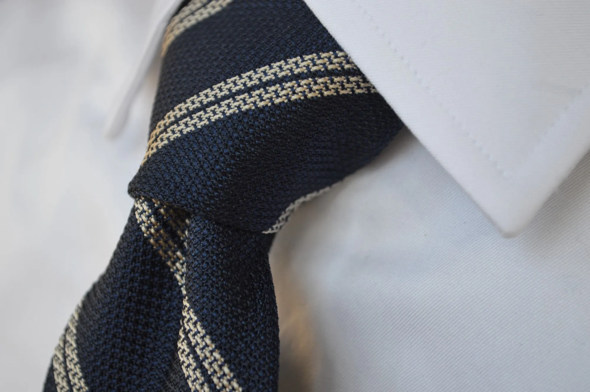 Elm Grenadine Stripe Tie Navy sold by Mountain & Sackett product image thumbnail 2