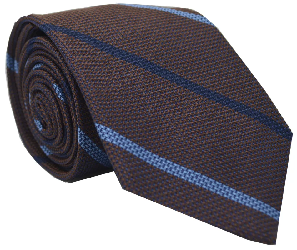 Colden Grenadine Stripe Tie Brown sold by Mountain & Sackett