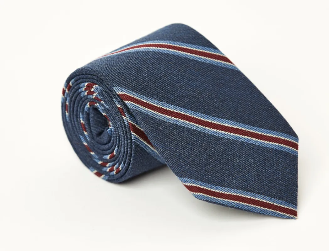 Crosby Stripe Tie Navy sold by Mountain & Sackett