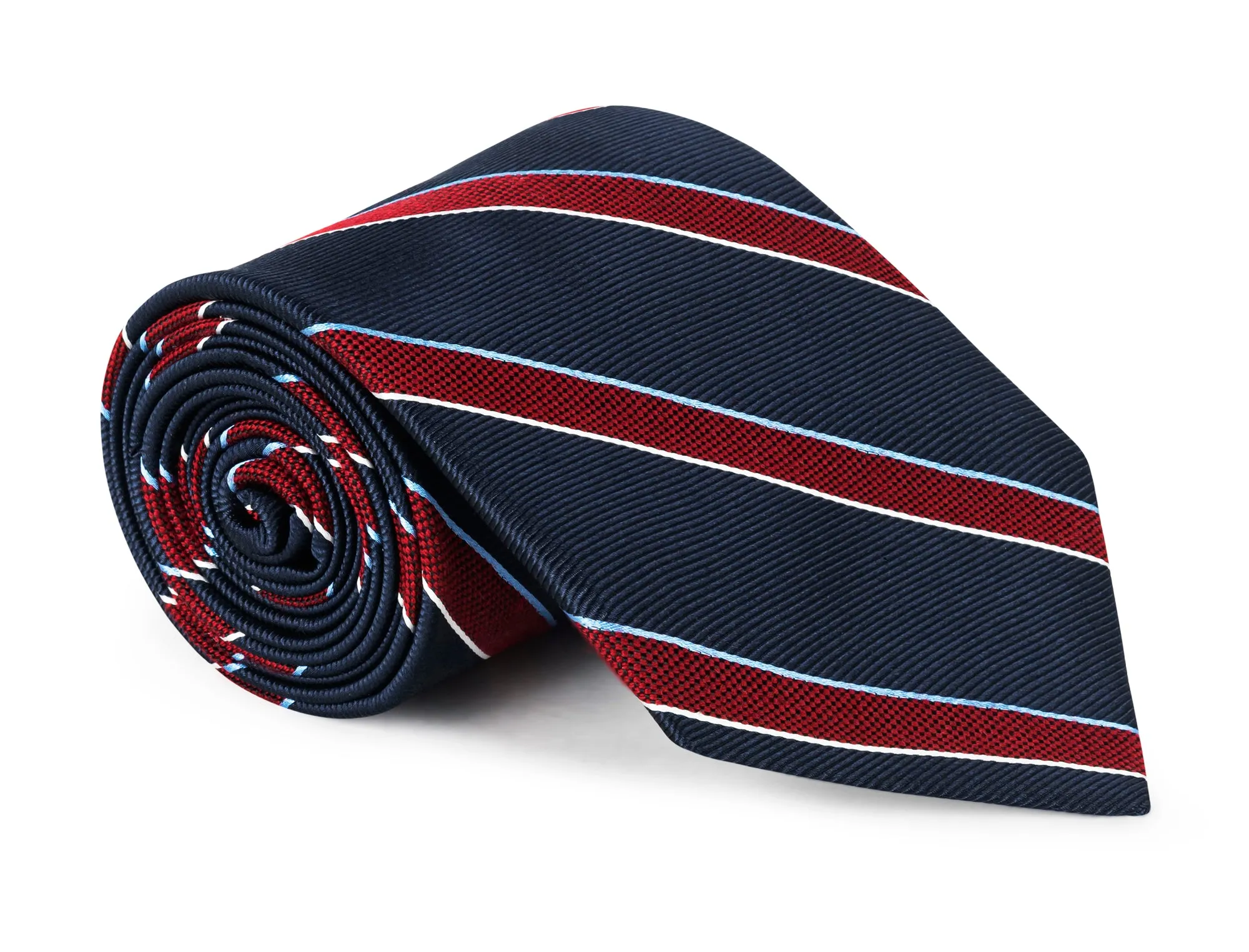 Junction Navy and Red Striped Tie sold by Mountain & Sackett