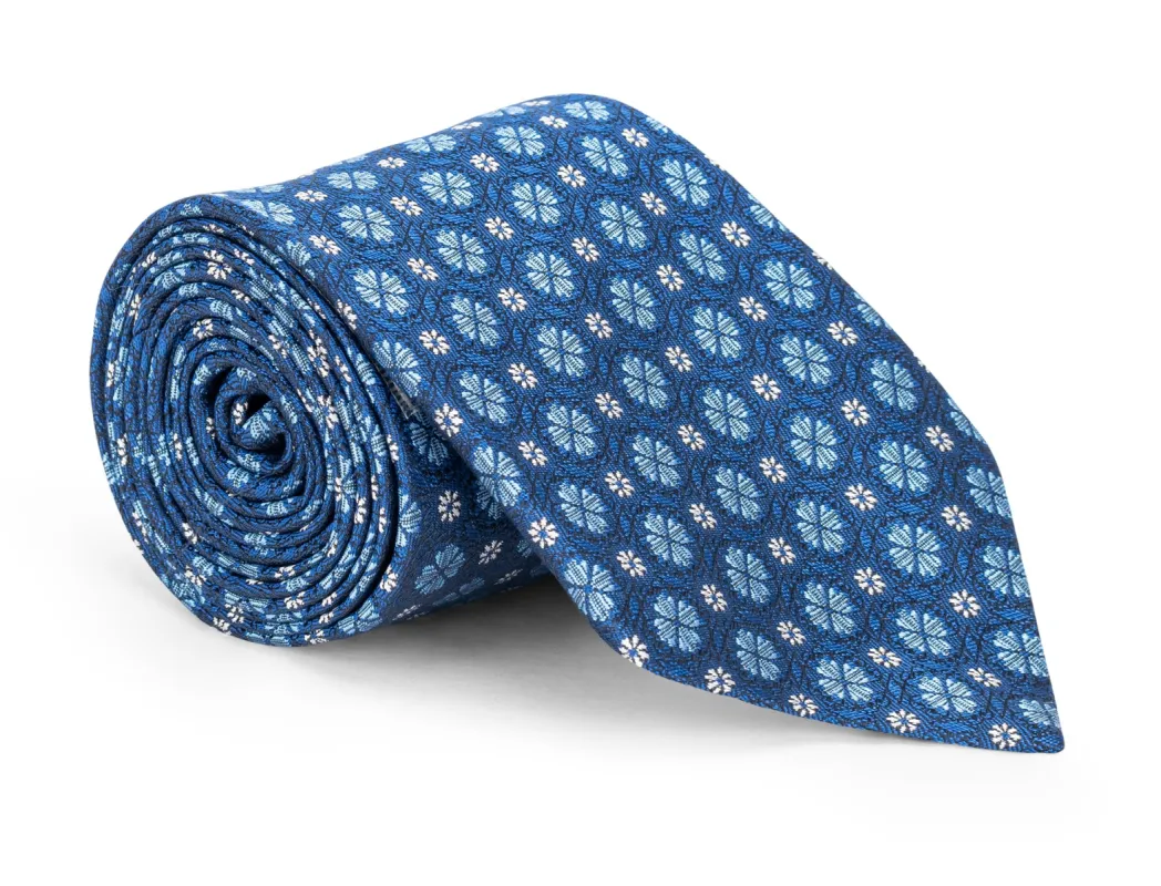 Livingston Blue Foulard Tie sold by Mountain & Sackett