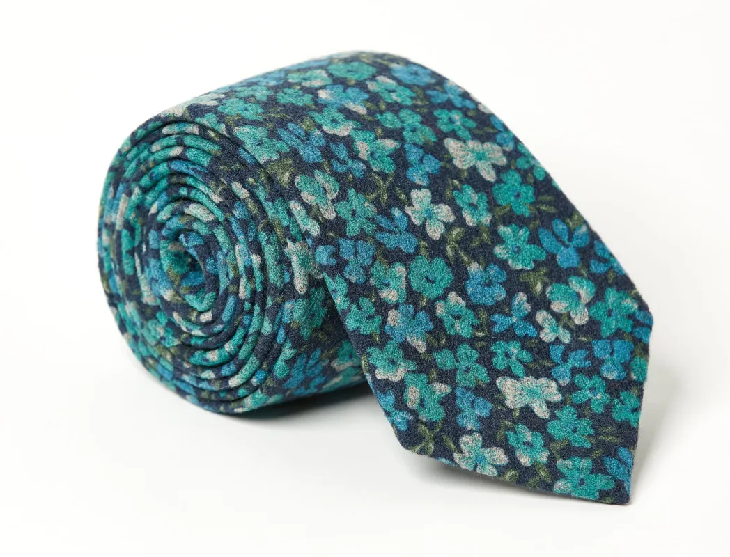Orchard Turquoise Floral Tie sold by Mountain & Sackett