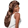 Tie Band Long Braids Butter Satin Bonnet | Brown sold by YANIBEST