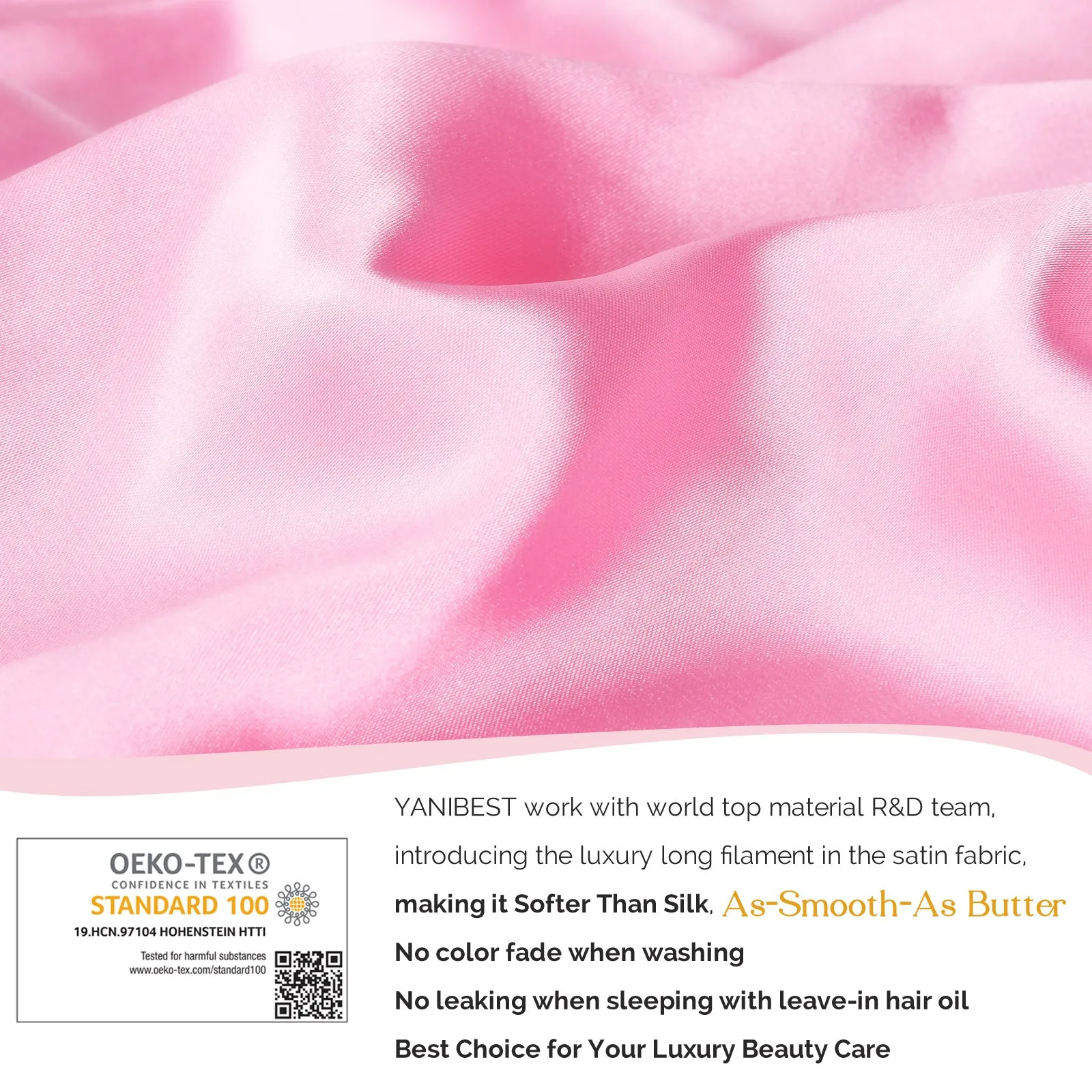 Silk Butter Satin Bonnet For Braids with Tie Band - Light Rose Pink sold by YANIBEST product image thumbnail 4