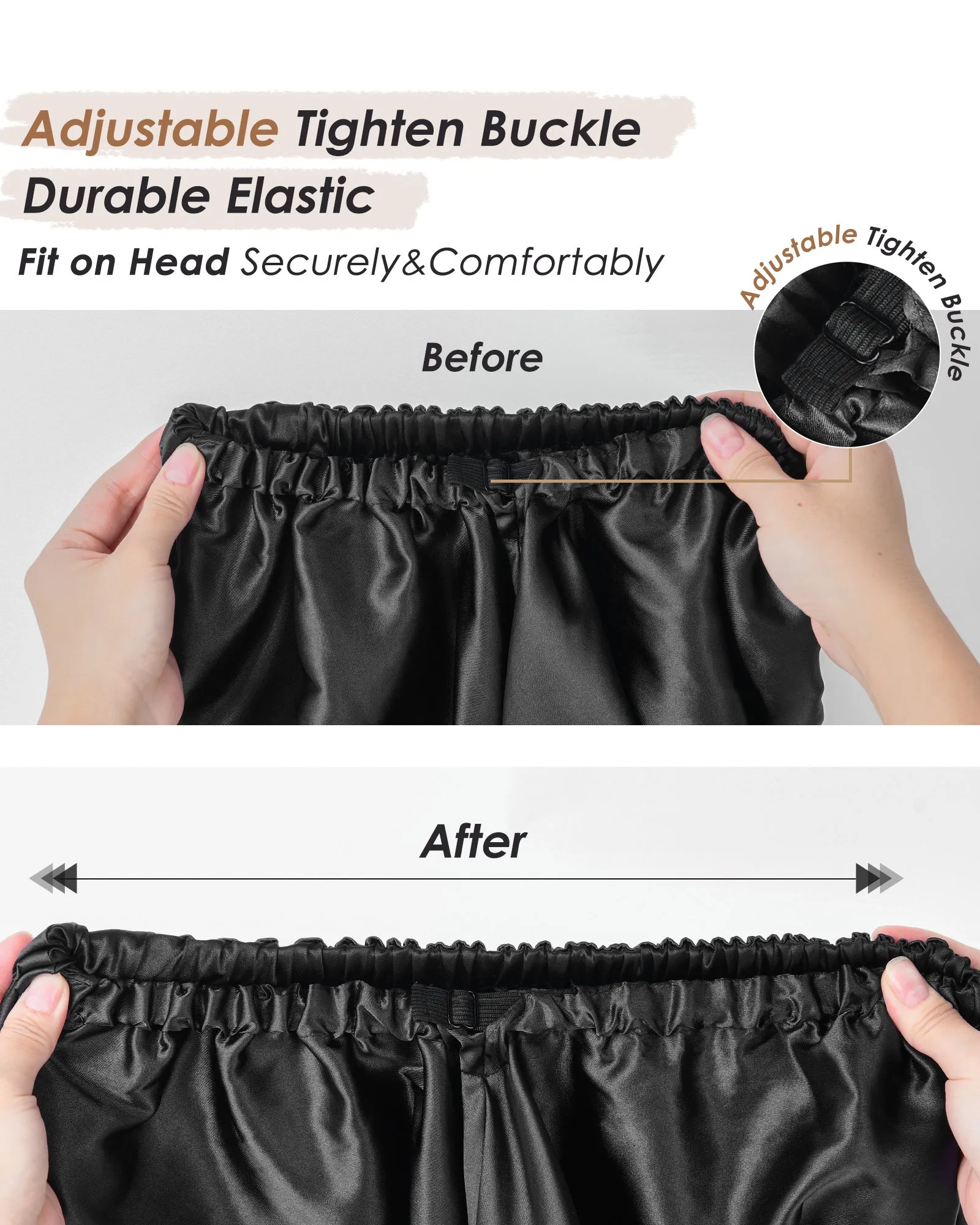 Silk Butter Satin Bonnet For Braids - Black sold by YANIBEST product image thumbnail 3