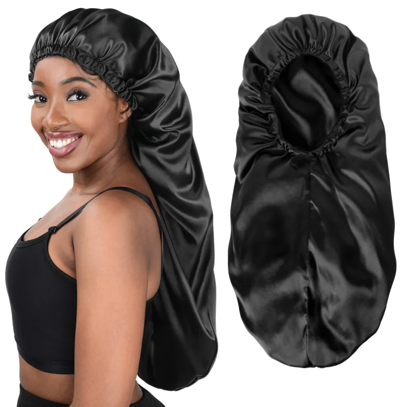 Long Tail Satin Bonnet | All Black sold by YANIBEST