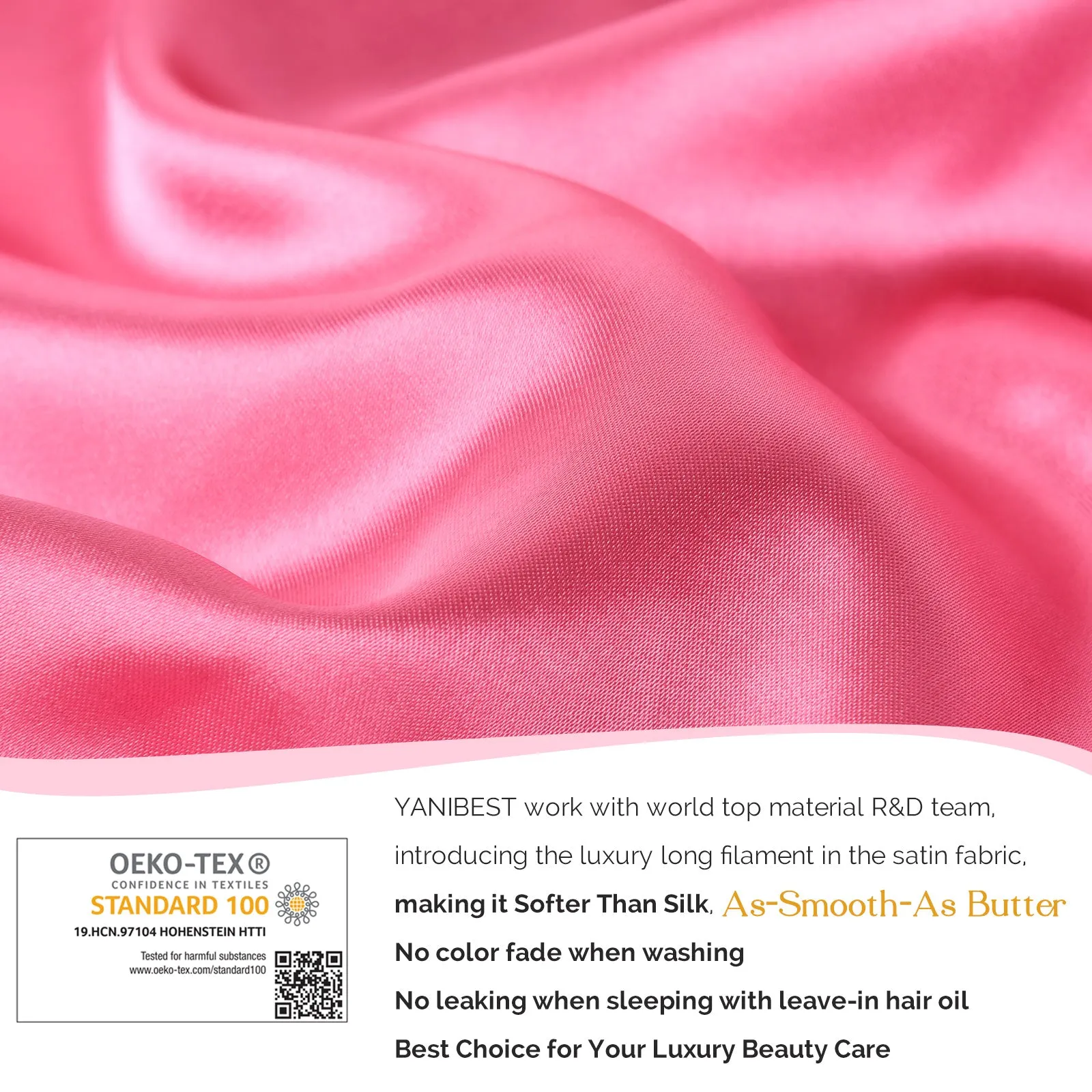 Silk Butter Satin Bonnet For Braids with Tie Band - Rose Pink sold by YANIBEST product image thumbnail 4