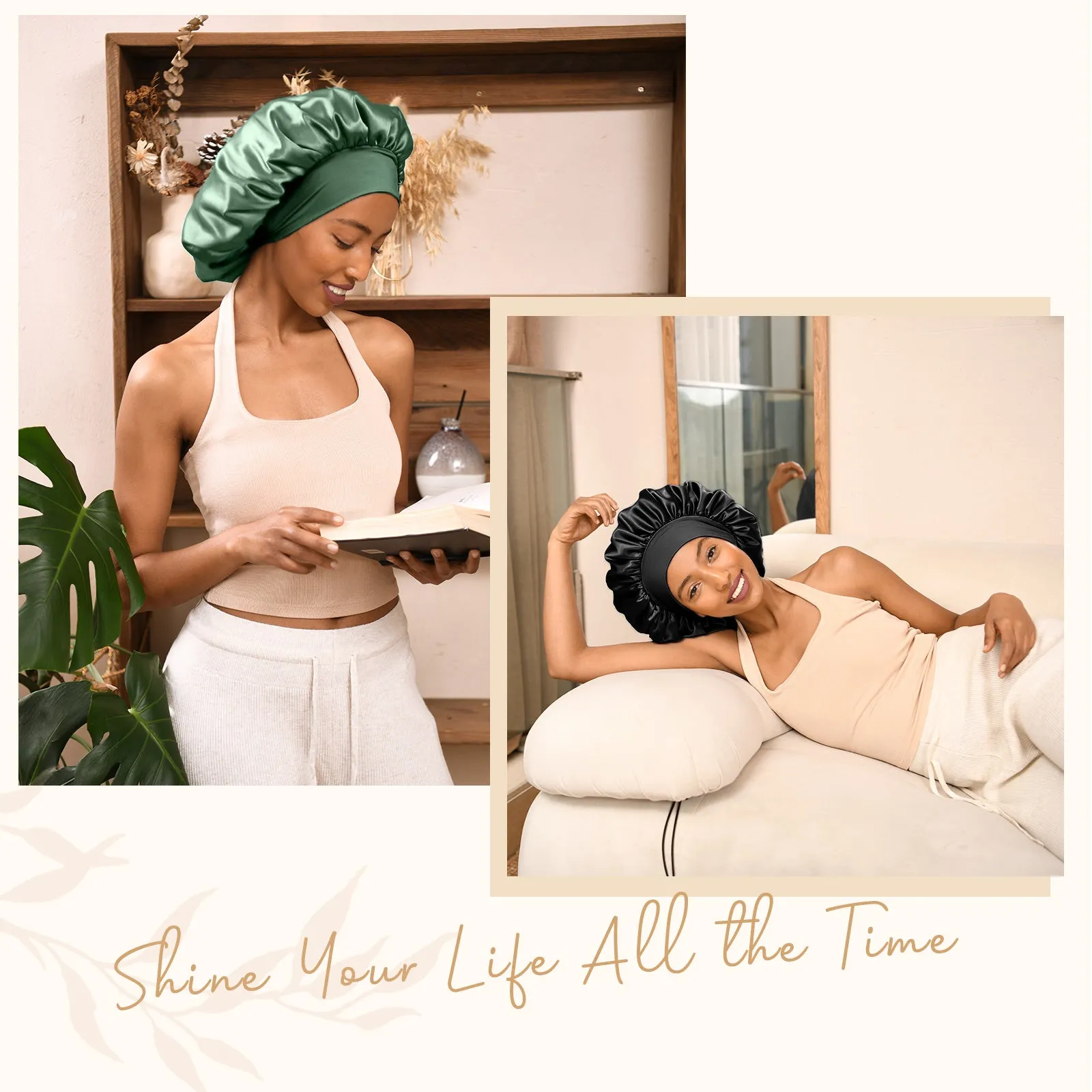 Silk Butter Satin Bonnet Wide Band - Sage Green sold by YANIBEST product image thumbnail 5