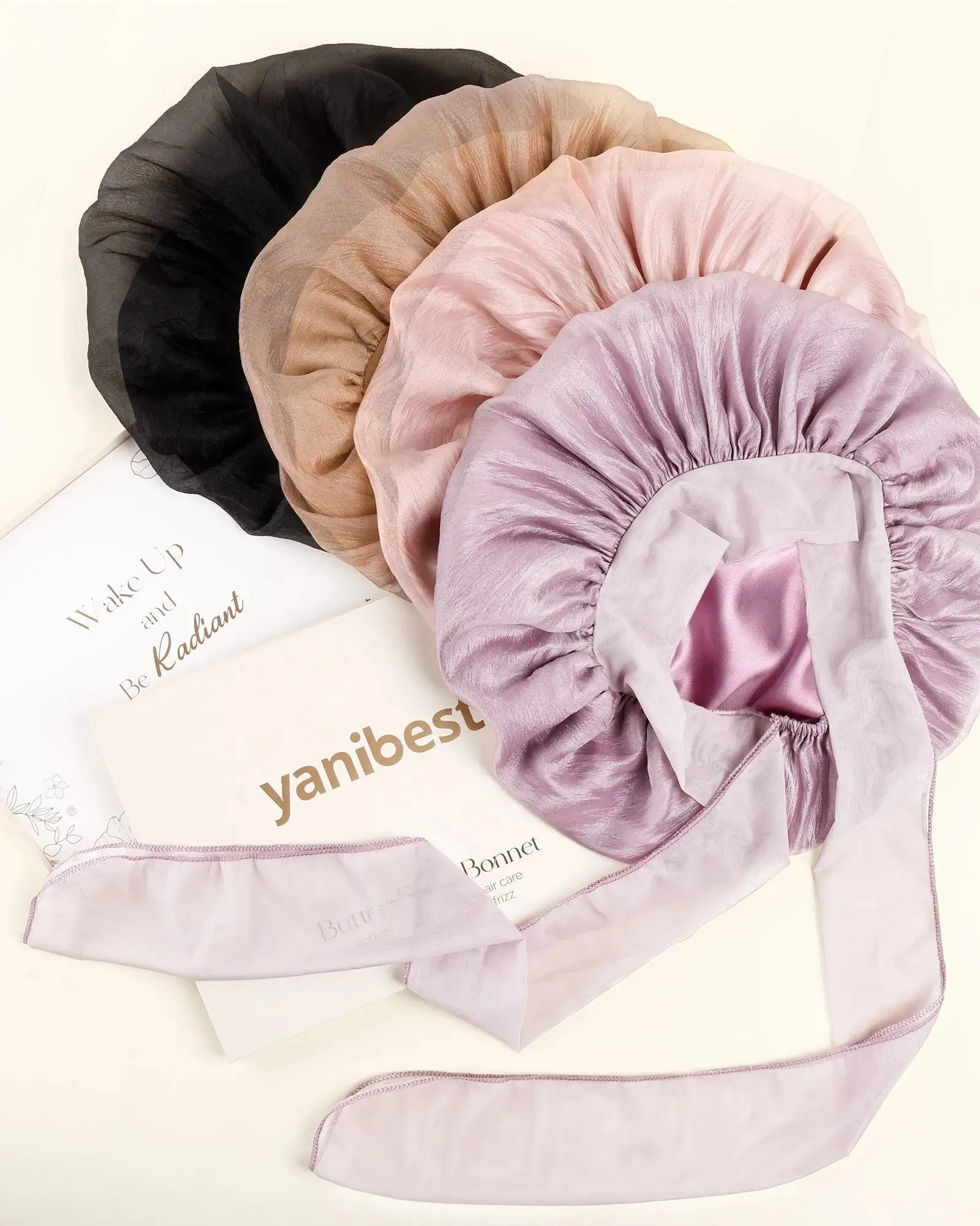 Silk Breeze Satin Bonnet with Tie Band - Purple sold by YANIBEST product image thumbnail 4