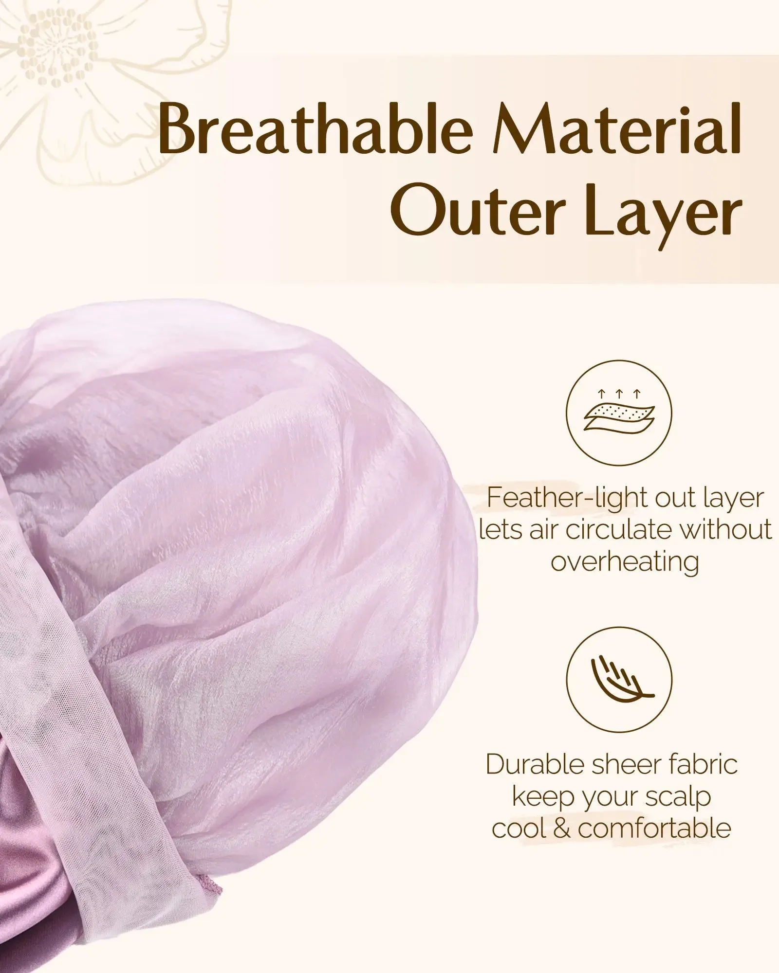 Silk Breeze Satin Bonnet with Tie Band - Purple sold by YANIBEST product image thumbnail 3