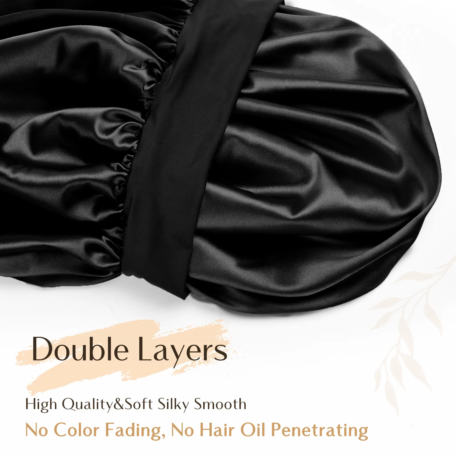 Silk Butter Satin Bonnet Wide Band - Black sold by YANIBEST product image thumbnail 3