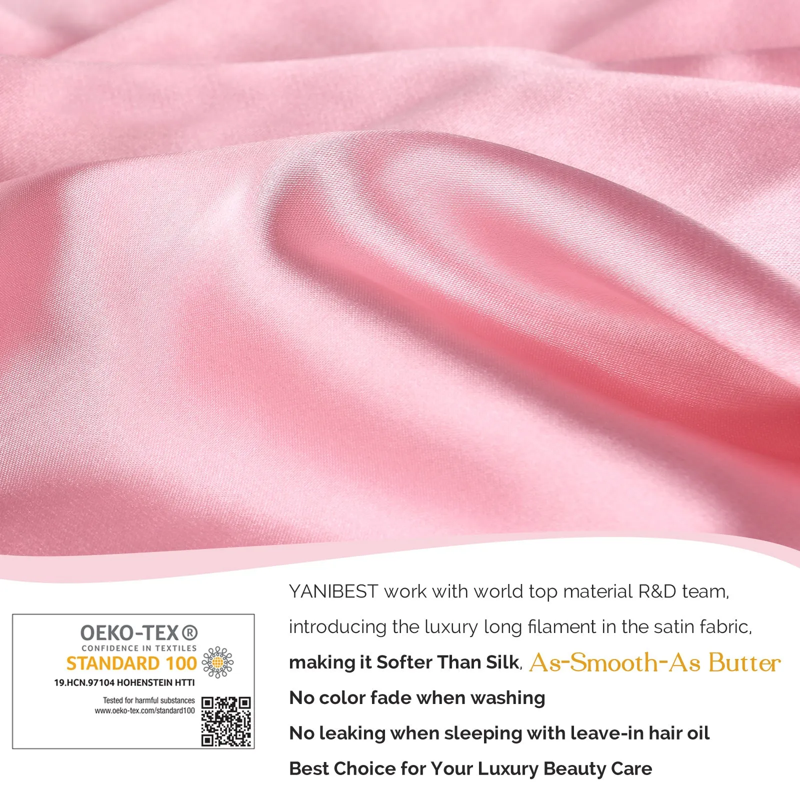 Silk Butter Satin Bonnet For Braids with Tie Band - Millennium Pink sold by YANIBEST product image thumbnail 4