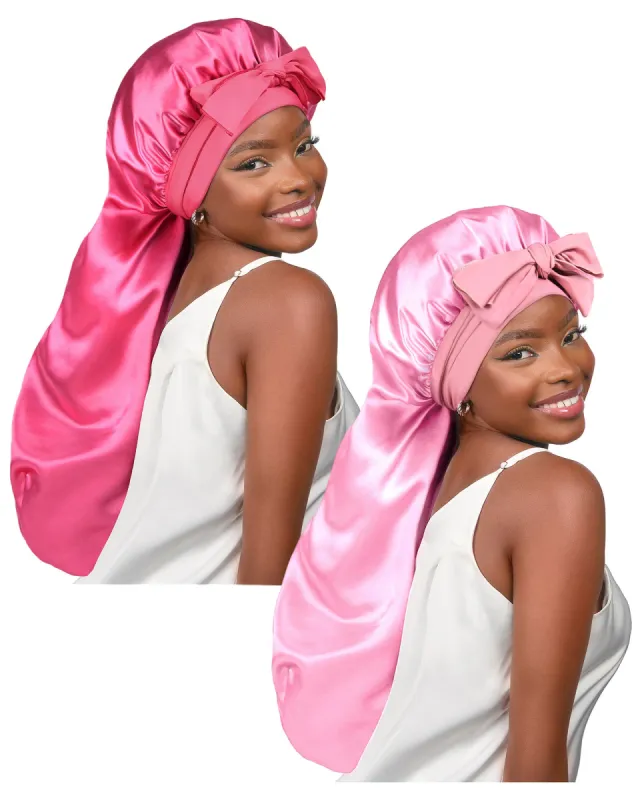 Tie Band Long Braids Butter Satin Bonnet | 2 in 1 sold by YANIBEST