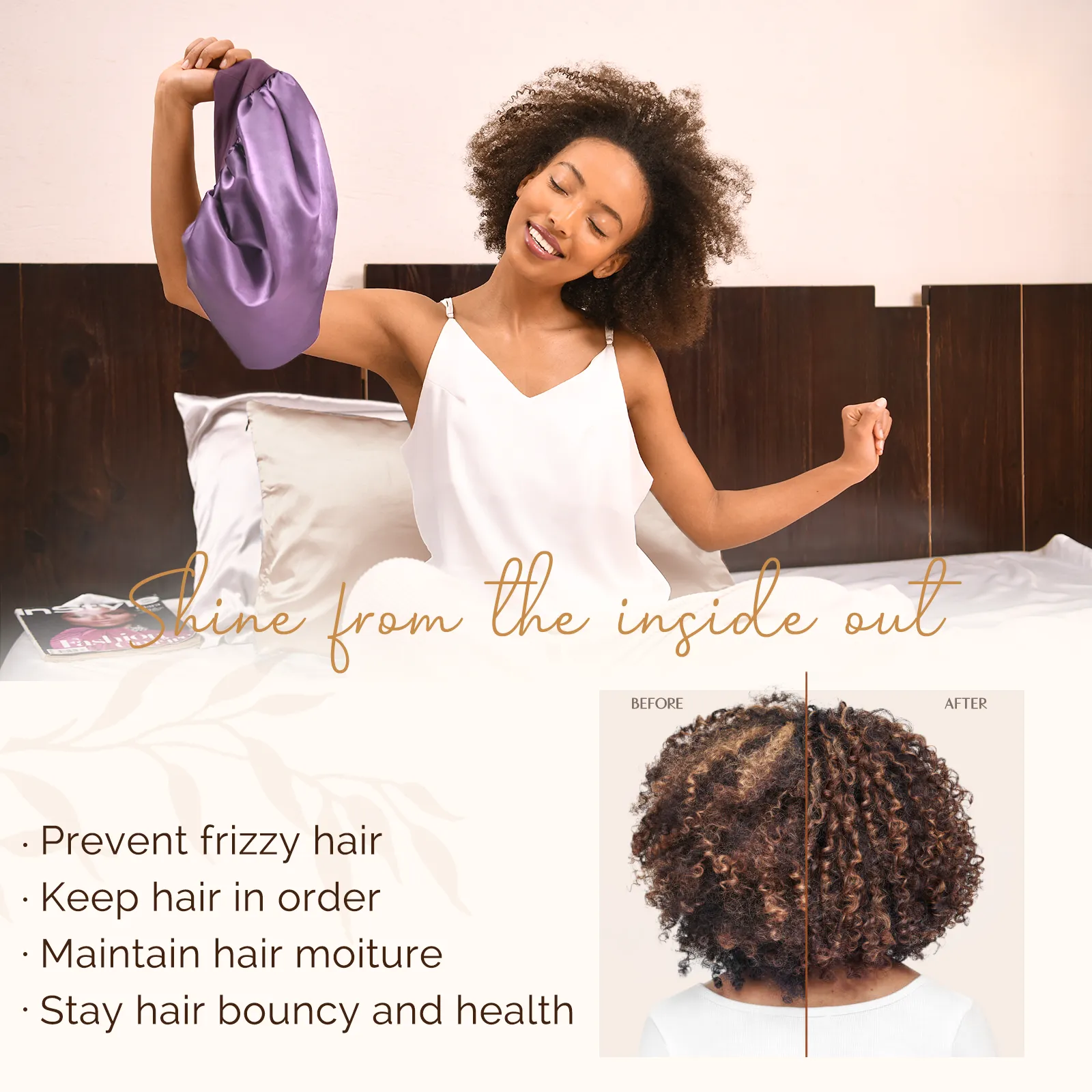 Silk Butter Satin Bonnet Wide Band - Purple sold by YANIBEST product image thumbnail 5