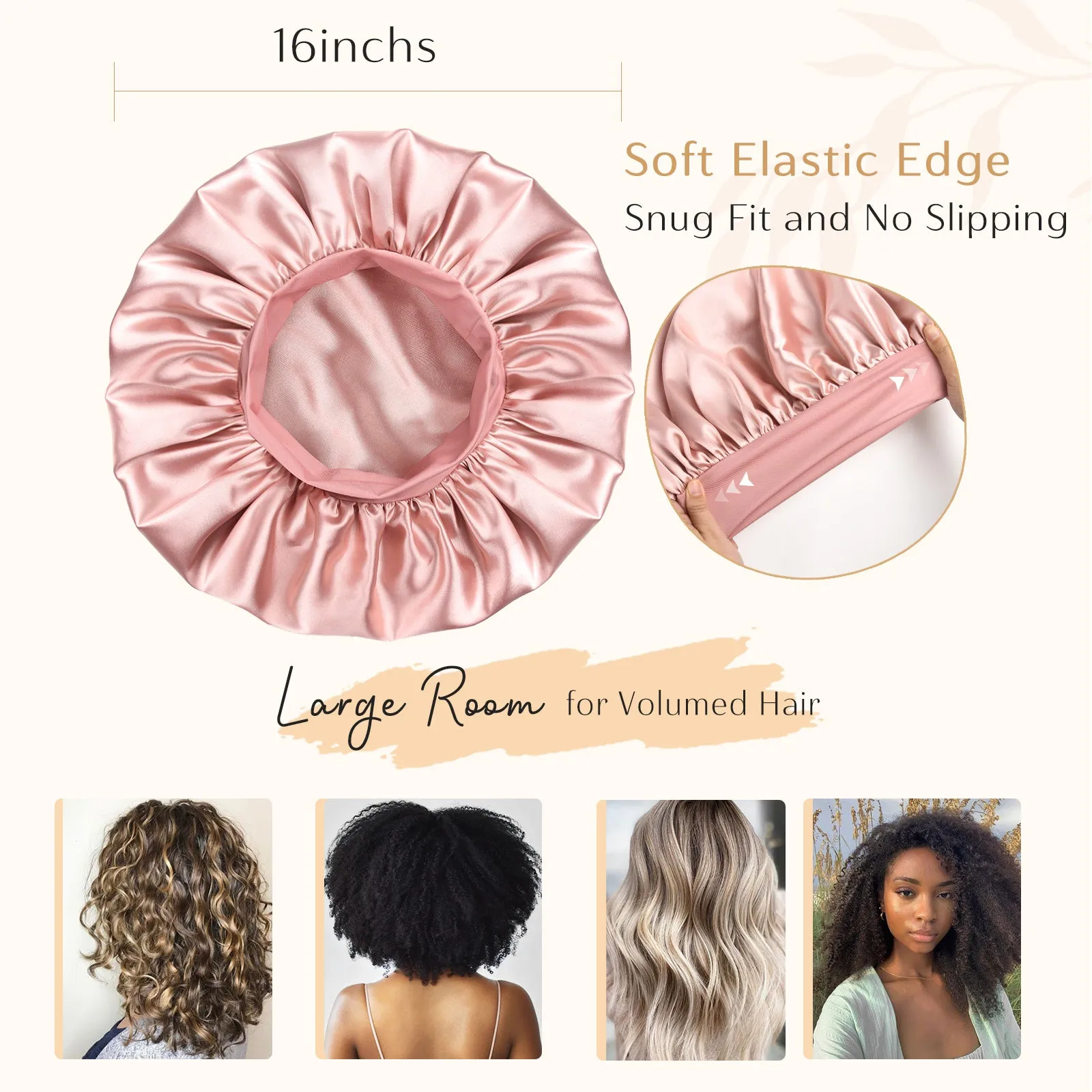 Silk Butter Satin Bonnet Wide Band - Blush Pink sold by YANIBEST product image thumbnail 4