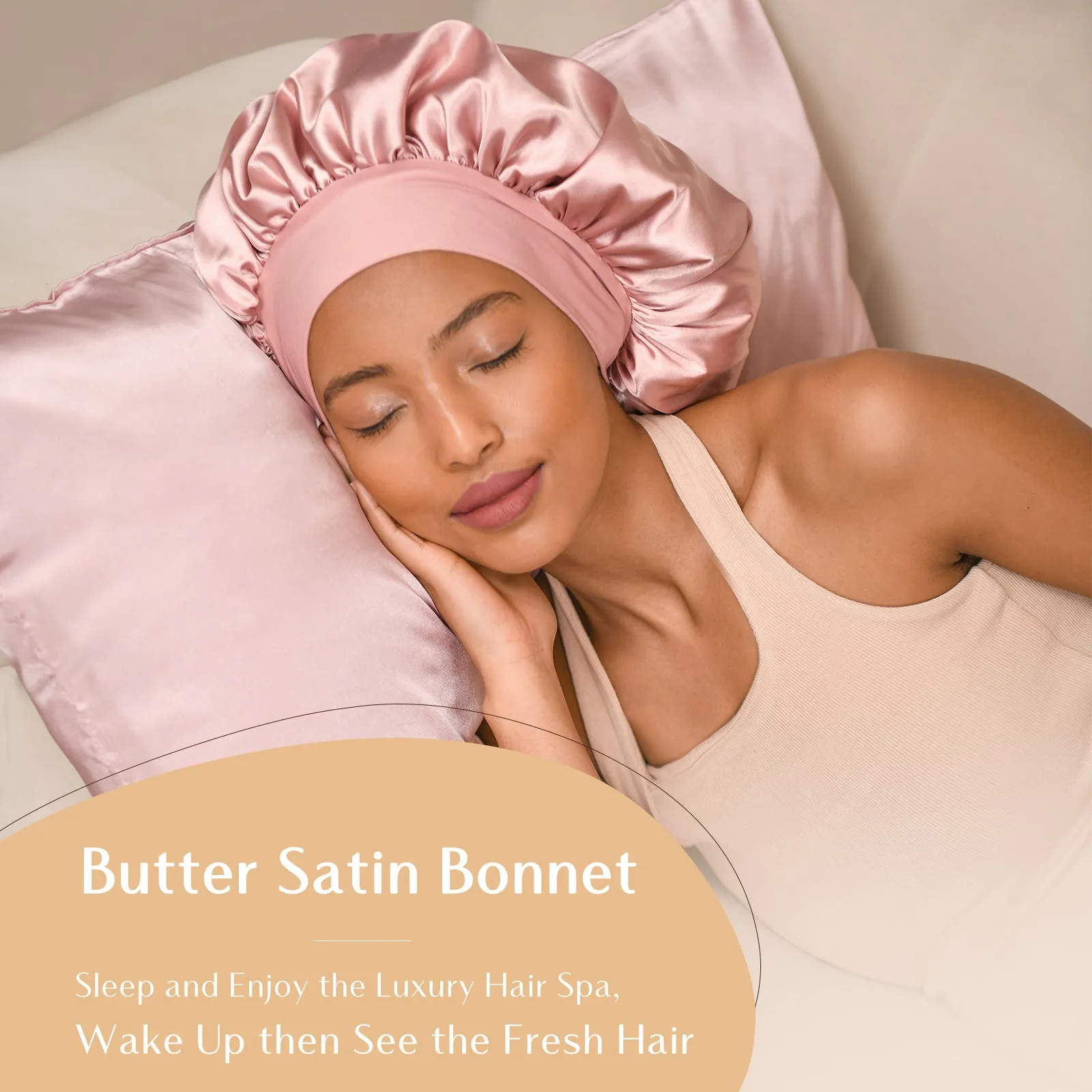 Silk Butter Satin Bonnet Wide Band - Blush Pink sold by YANIBEST product image thumbnail 2